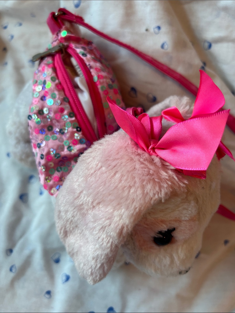 Plush Puppy Crossbody Bag in Pink Sequin Floral by Confetti Kids